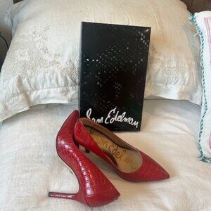 Sam Edelman red croc pumps